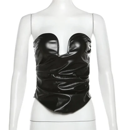 Asymmetrical Neckline Corset Top - Image 4