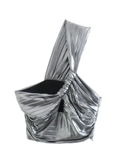 Asymmetrical Metallic Corset Top