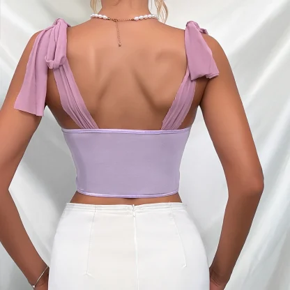Sheer Lace Tie-up Strap Corset Top - Image 2
