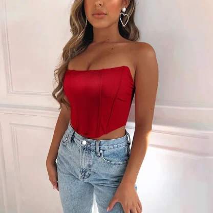 Sexy Strapless Solid Corset Tops - Image 6