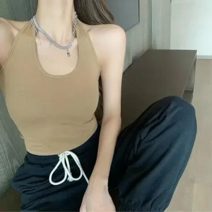 Solid Hanging Neck Corset Tops - Image 2