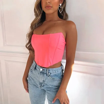 Sexy Strapless Solid Corset Tops - Image 4