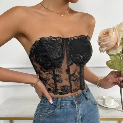See-through Lace Corset Tops - Image 2