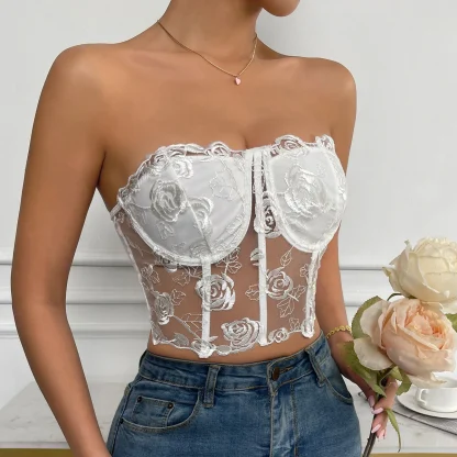 See-through Lace Corset Tops - Image 4