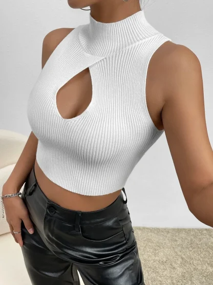 Cutout Turtleneck Corset Tops