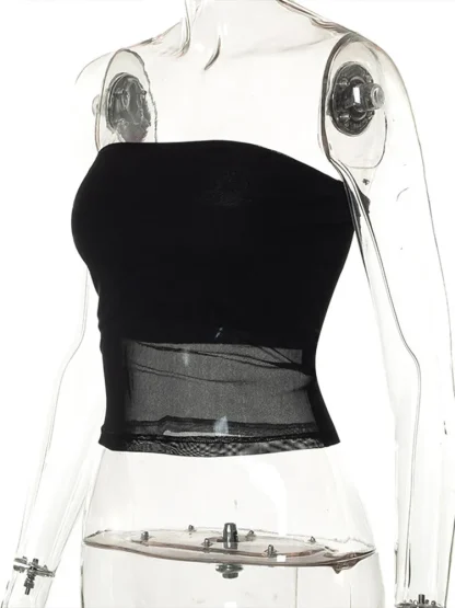 Strapless Mesh Cropped Corset Top - Image 5