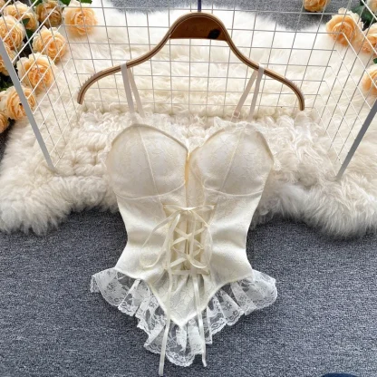 Aesthetic Ruffle Lace Corset Top