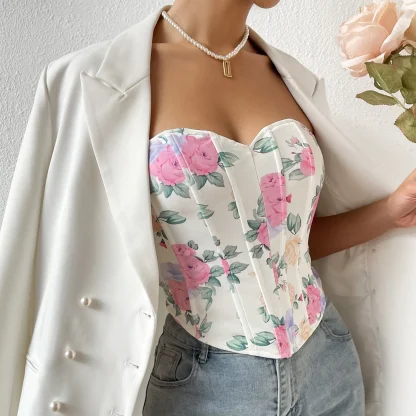Floral Strapless Corset Top - Image 3