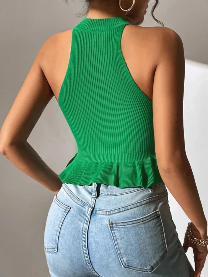 Halter Ruffled Cropped Corset Tops - Image 3