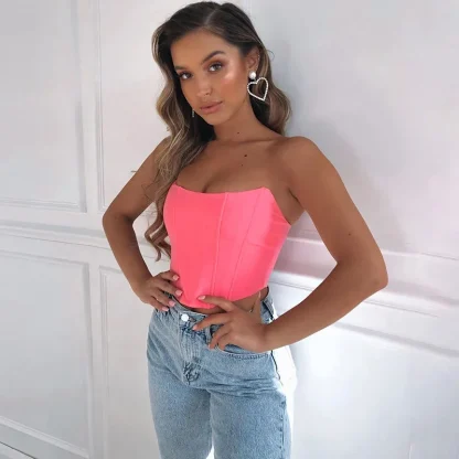 Sexy Strapless Solid Corset Tops - Image 5