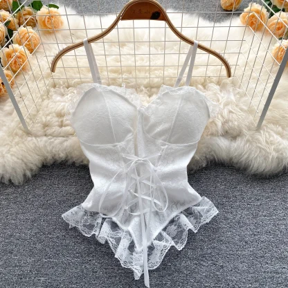 Aesthetic Ruffle Lace Corset Top - Image 2