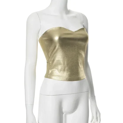 Metallic Strapless Corset Top - Image 5
