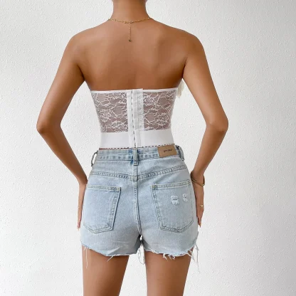 Elegant White Floral Bustier Top - Image 2