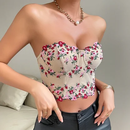 Embroidered Floral Corset Top - Image 2