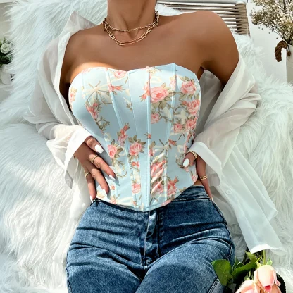 Floral Strapless Corset Top - Image 7