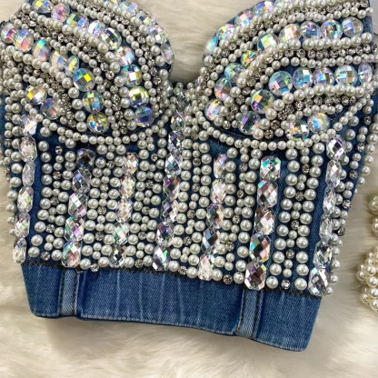 Luxury Denim Bustier Top - Image 2