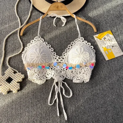 Sexy Crochet Halter Bustier Top