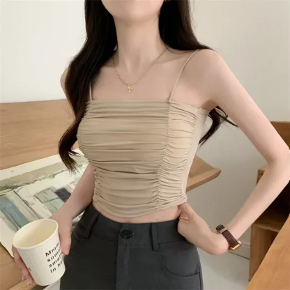 Spaghetti Strap Ruched Corset Top