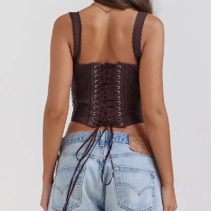 Lace Trim Sleeveless Corset Top - Image 4