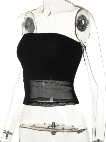 Solid Mesh Sexy Corset Top - Image 5