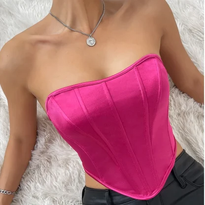 Solid Strapless Corset Tops