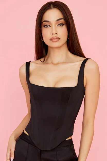 Sleeveless Solid Bustier Top